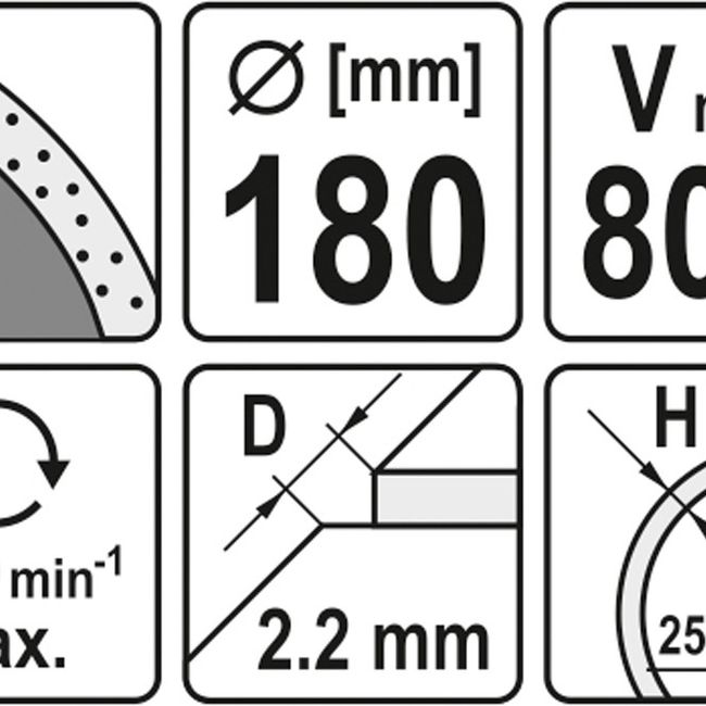 Disc diamantat de taiere continuu, 180x25.4x2.2 mm, taiere umeda, Yato YT-6016
