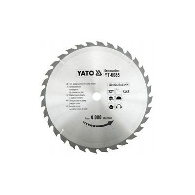Disc cu Vidia pentru lemn, diametru 400mm, interior 30mm, 32 dinti, Yato YT-6085