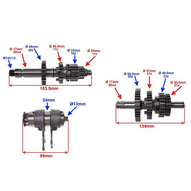 Pinioane cutie viteze ATV 107-110-125 + selector 154FMI / Cross YX140