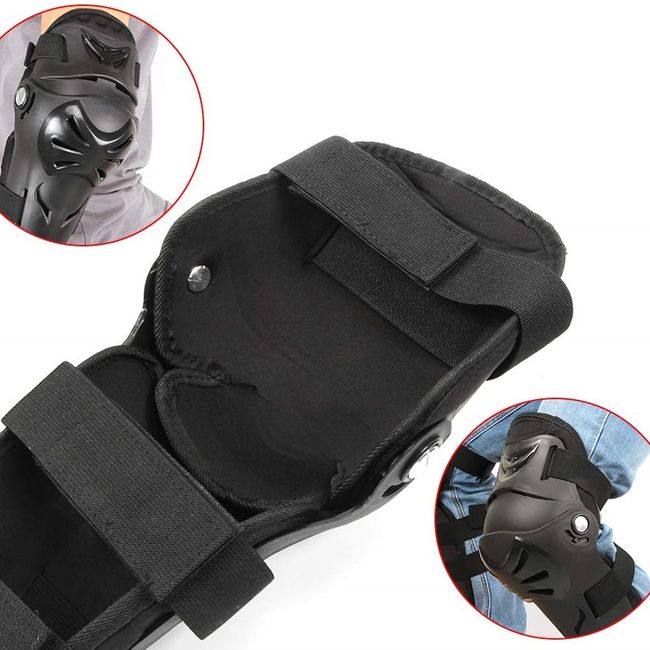 Set protectii moto, genunchere si cotiere, prindere Velcro, benzi elastice, ventilate, culoarea neagra