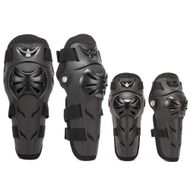 Set protectii moto, genunchere si cotiere, prindere Velcro, benzi elastice, ventilate, culoarea neagra