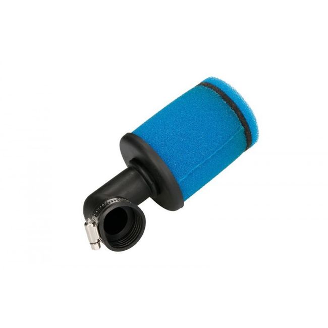 Filtru aer sport cu cot 90 grade, diametru 35 mm, albastru