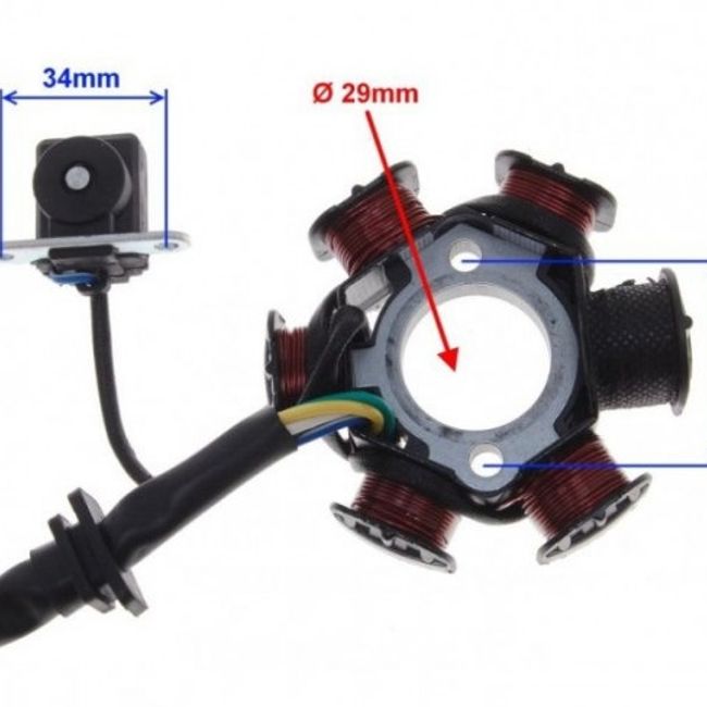 Magnetou / stator aprindere Atv 110cc - 125cc, 6 bobine, 5 fire, model C35-068