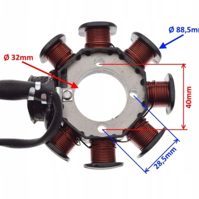 Magnetou / stator aprindere Atv 125cc - 200cc, 8 bobine, 5 fire