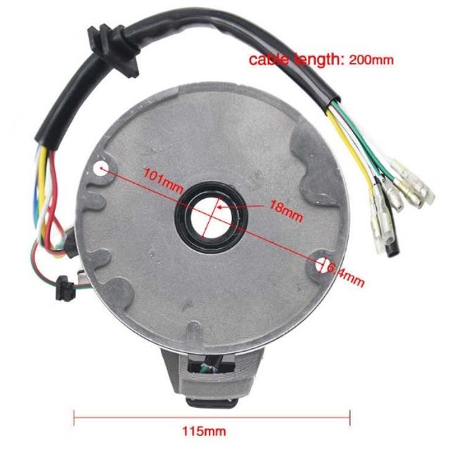 Magnetou / stator aprindere Cross - Atv 50cc - 125cc, 2 bobine, 5 fire, cu simering