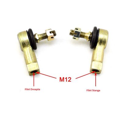 Set 2 capete de bara stanga-dreapta Atv, filet interior M12, filet exterior M10