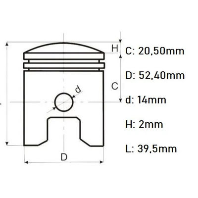 Kit piston ATV / Cross 4T 125cc, 52.4mm, bolt 14mm