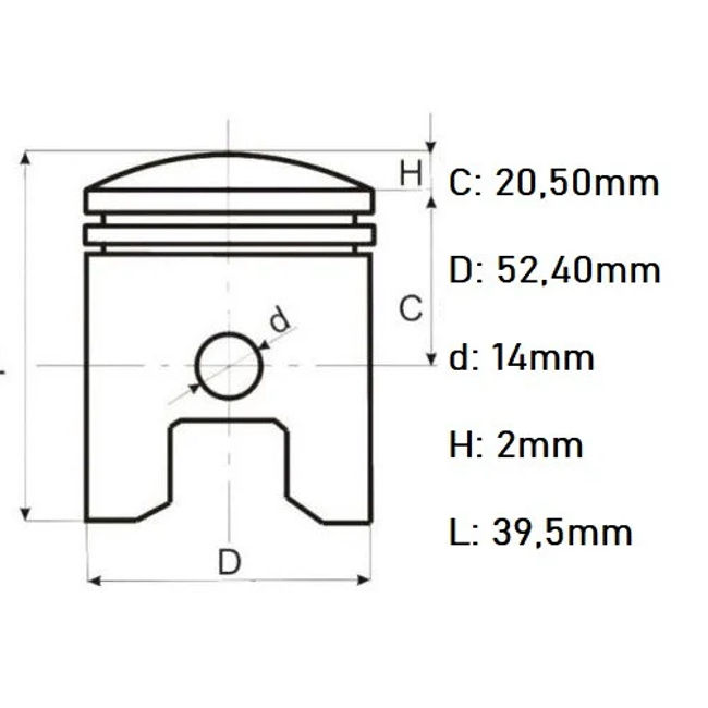 Kit piston ATV / Cross 4T 125cc, 52.4mm, bolt 14mm