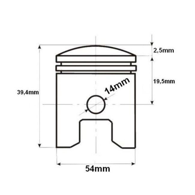Kit piston ATV / Cross 4T 125cc, 54mm, bolt 14mm (ZS124 / 154FMI)