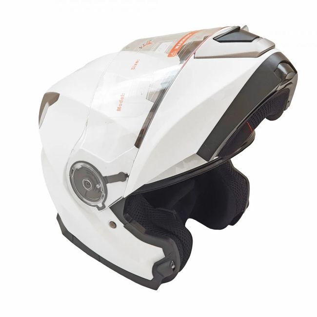 Casca moto flip up FGN cu ochelari de soare, alb lucios, marimea M (57-58)