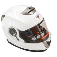 Casca moto flip up FGN cu ochelari de soare, alb lucios