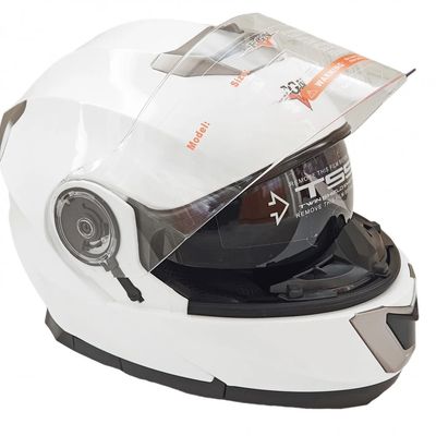 Casca moto flip up FGN cu ochelari de soare, alb lucios, marimea M (57-58)