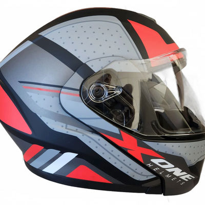 Casca moto flip up X-One cu ochelari de soare, negru / rosu