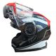 Casca moto flip up cu ochelari de soare, Model Negru / Rosu / Alb, marimea L (59-60)
