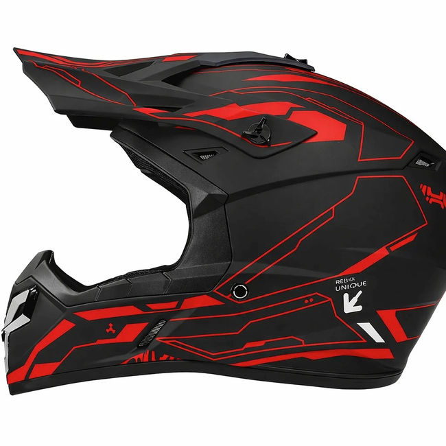 Casca cross Atv, Enduro SNON, culoare negru/rosu, marimea L (59-60)