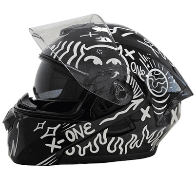Casca moto flip up, X-ONE X-3000 GT X-PEED, cu ochelari de soare, negru lucios, marimea M (57-58)