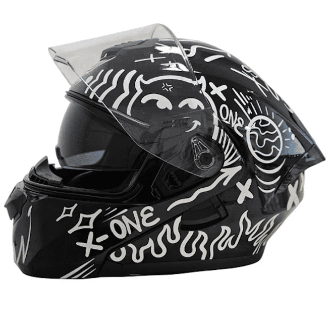 Casca moto flip up, X-ONE X-3000 GT X-PEED, cu ochelari de soare, negru lucios, marimea M (57-58)