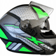 Casca moto flip up X-One cu ochelari de soare, negru / verde, marimea L (59-60)