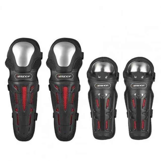 Set protectii moto, genunchere si cotiere, prindere Velcro, benzi elastice, protectie aluminiu, ventilate, Model Pro Moto