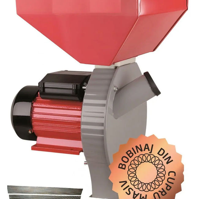 Moara cereale cu ciocanele, Harcov, 3.8 kW, 230 kg/ora, 3500 RPM, cuva mare