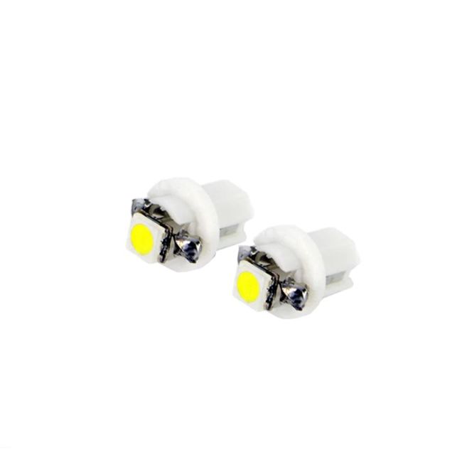 Set 2 becuri LED T5 B8.5D, tensiune 12V, lumina alba, 5050SMD, pentru bord auto