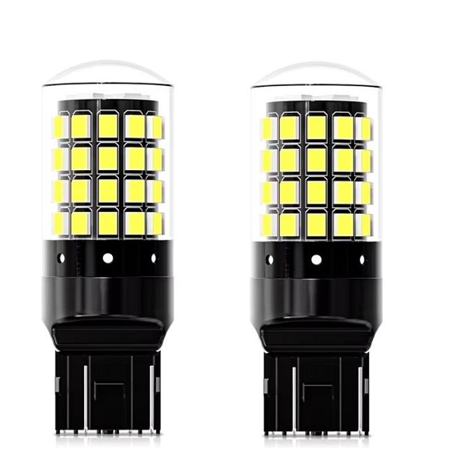 Set 2 becuri auto, led t20, 130w, 12000lm, 6000k, 12v, 54 smd, 2 faze, alb