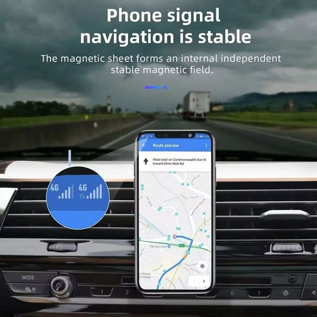 Suport auto universal pentru telefon cu lipire pe bord, pentru suprafete plane si curbate, magnetic, ajustabil 360, negru