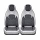 Set huse scaune auto Premium, gri-negru, universale, design sport ergonomic, piele ecologica cu insertii textile, 11 piese, geanta transport