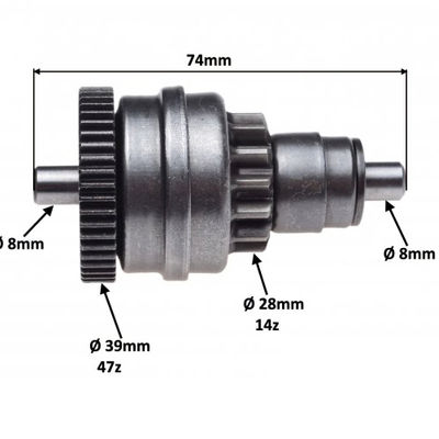 Bendix pornire scuter Piaggio Zip 4T 100cc, Gilera Typhoon 125cc, Aprilia Scarabeo 4T 100cc, 14-47 dinti