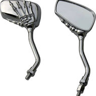 Set oglinzi moto si ATV, filet M8-M10, model retro Chopper mana schelet, culoare crom argintiu