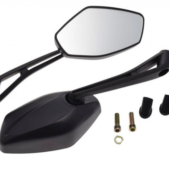 Set oglinzi moto si ATV, filet M8x1.25, model romb, culoare negru