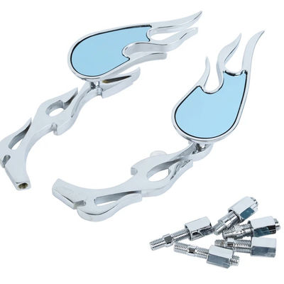 Set oglinzi moto si ATV, filet M8-M10, model flacara Chopper , culoare Crom argintiu