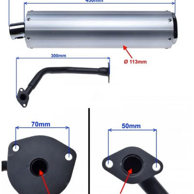 Toba / esapament scuter GY6 125-150cc, aluminiu