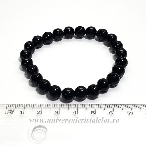 Bratara obsidian negru rotund - 8 mm