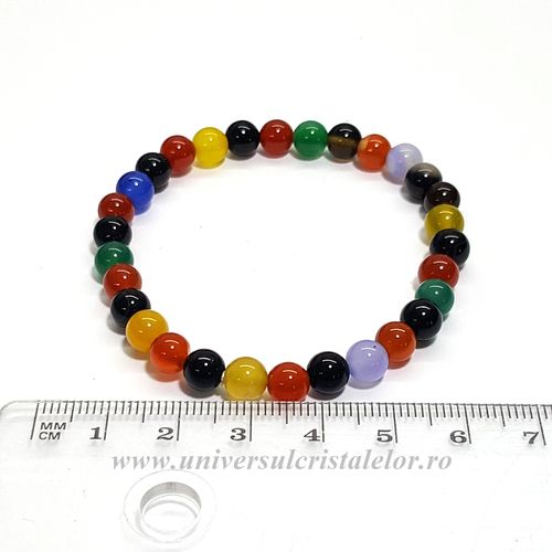 Bratara agat mixt rotund - 6 mm