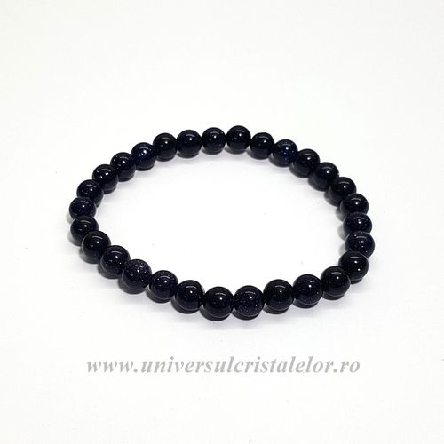 Bratara obsidian negru rotund - 6 mm