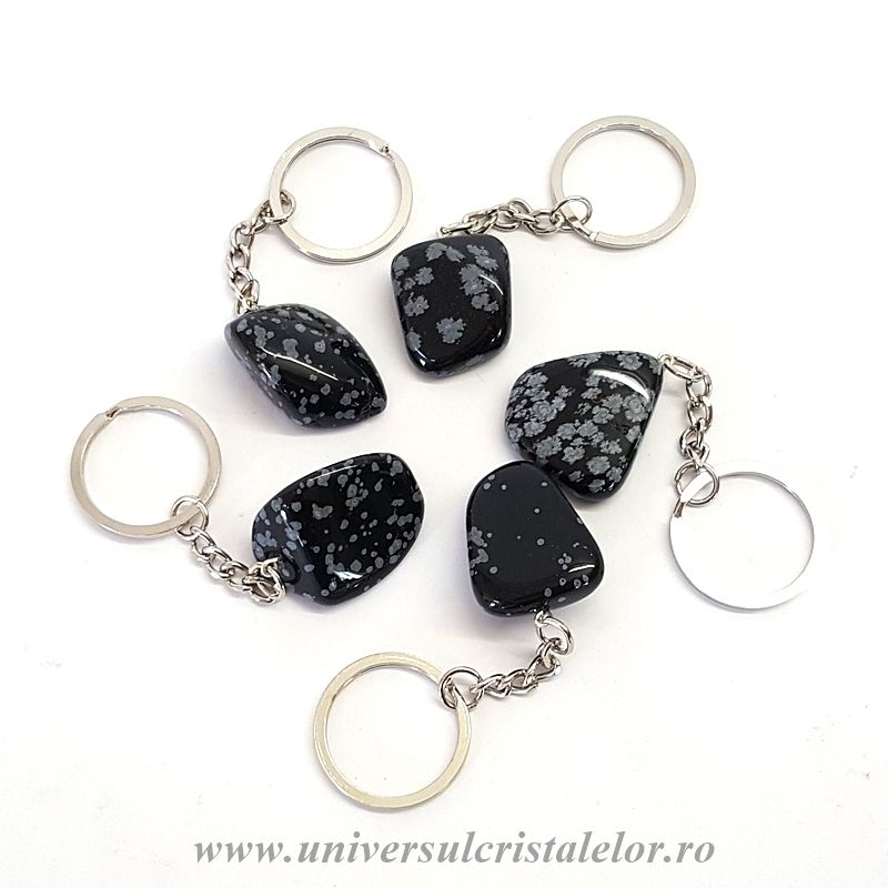 Breloc obsidian fulg de nea