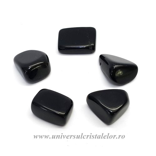 Obsidian negru piatra rulata 2 cm 