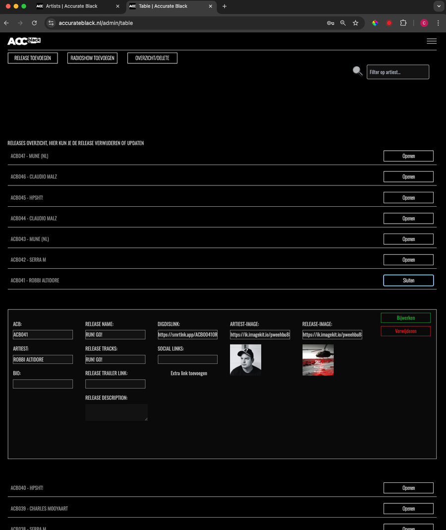 Charts & release-overzicht