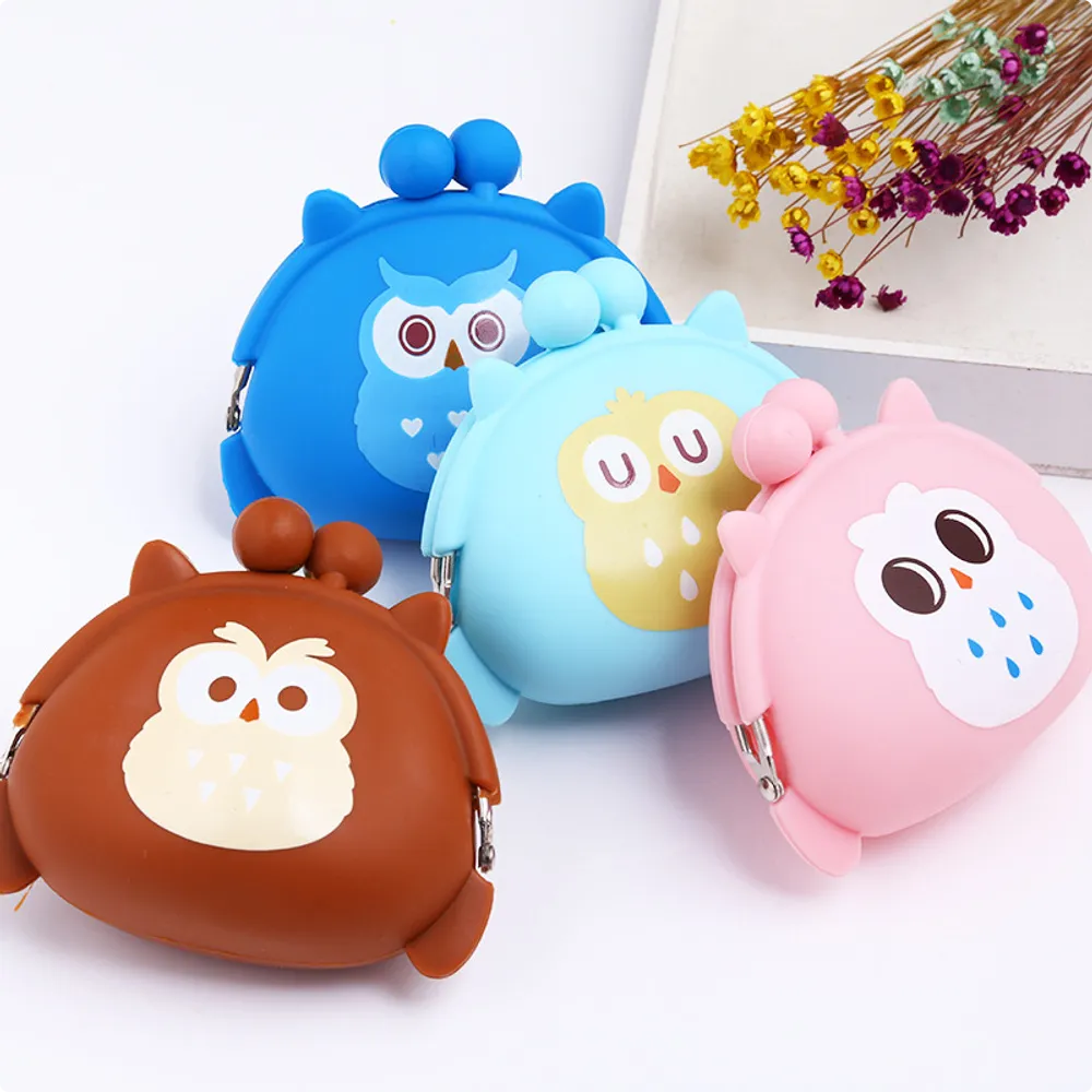 New cute mini - zero wallet owl, coin bag, cartoon silica gel handbag