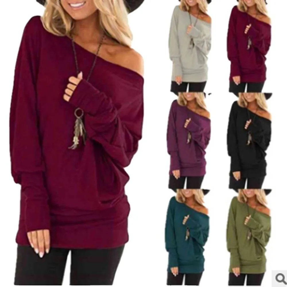 Women's Long-Sleeved T-Shirt Outer Solid Color Top