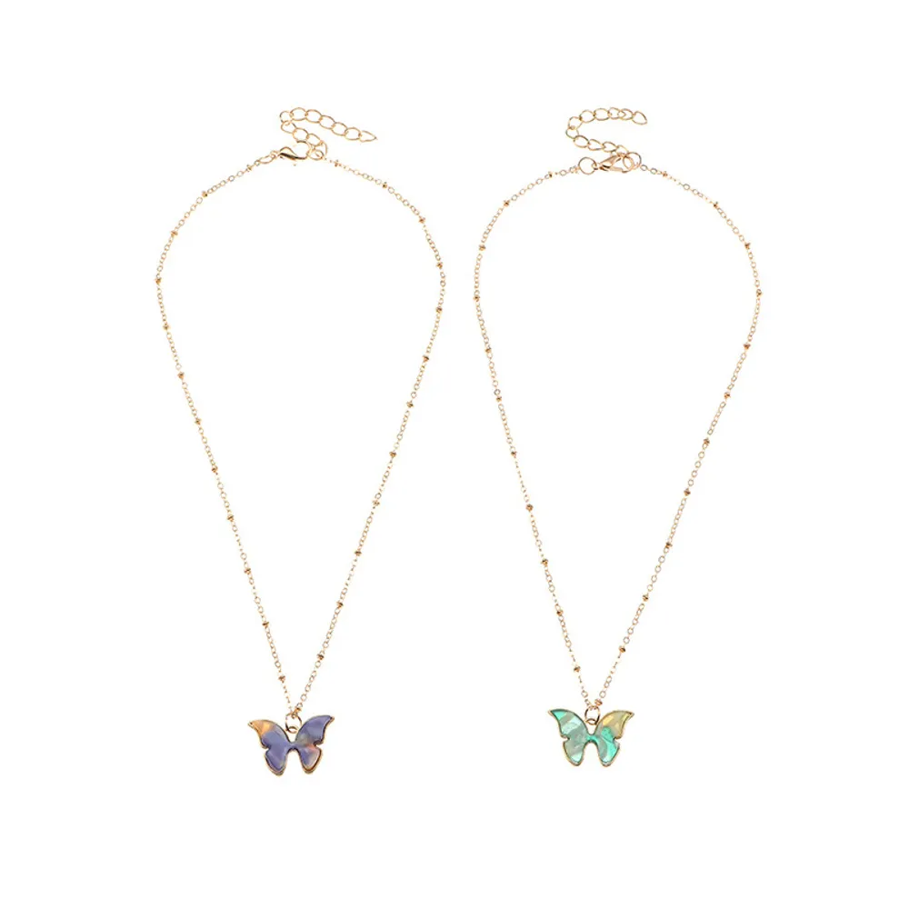 Colorful Butterfly Alloy Pendant Cute Girls Children Necklace