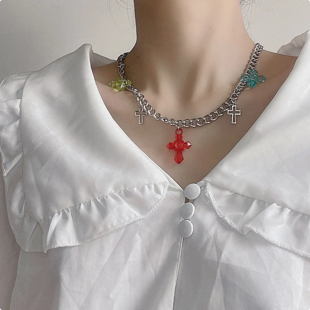 Hip Hop Harajuku Style Cross Pendant Sweater Chain