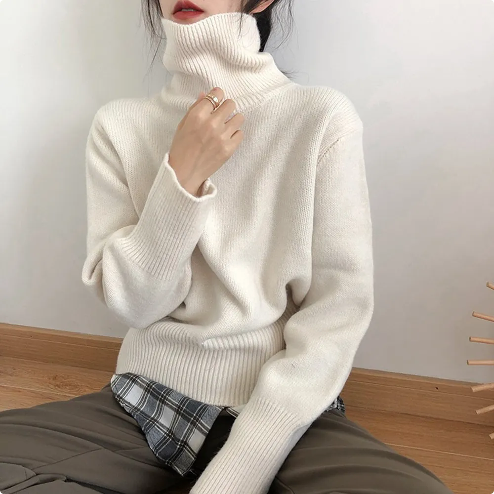 Turtleneck Sweater Women's Pullover Loose Long Sleeves