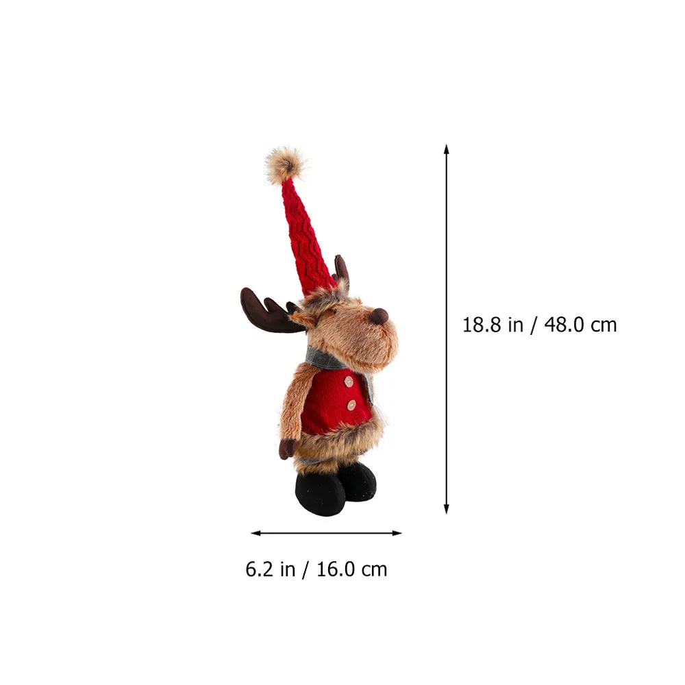 1pc Funny Elk Ornaments Christmas Theme Standing Doll Stretchable Plush Doll