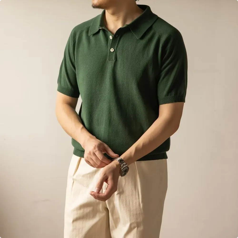 Trendy All-matching Slim Fit Polo Shirt Men's Short Sleeve