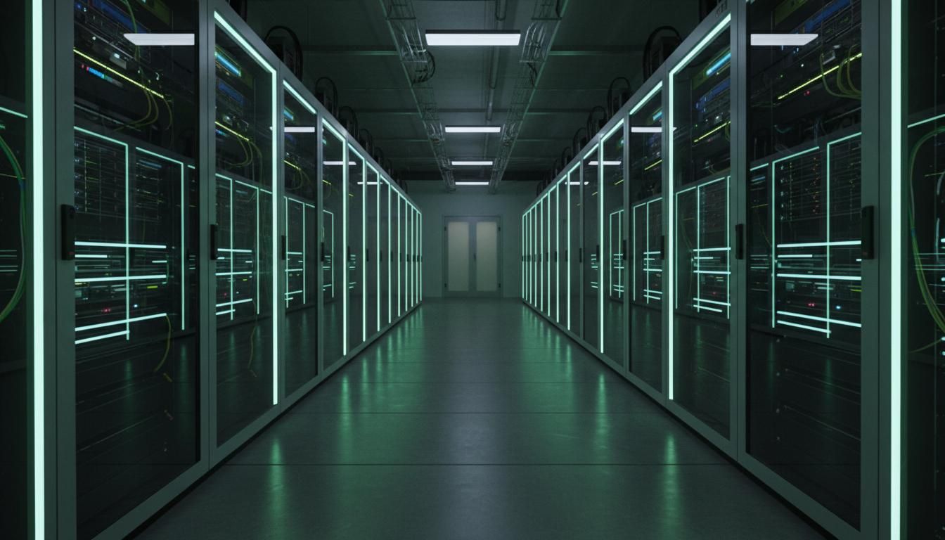 Enterprise server room hosting 24/7 automated workflows with monitoring