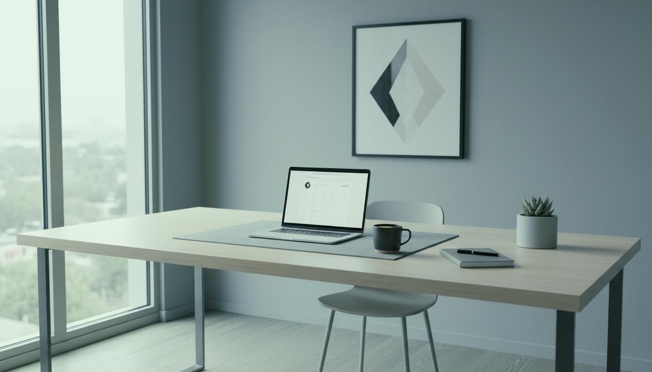 Modern workspace with AI employee running automated workflows 24/7