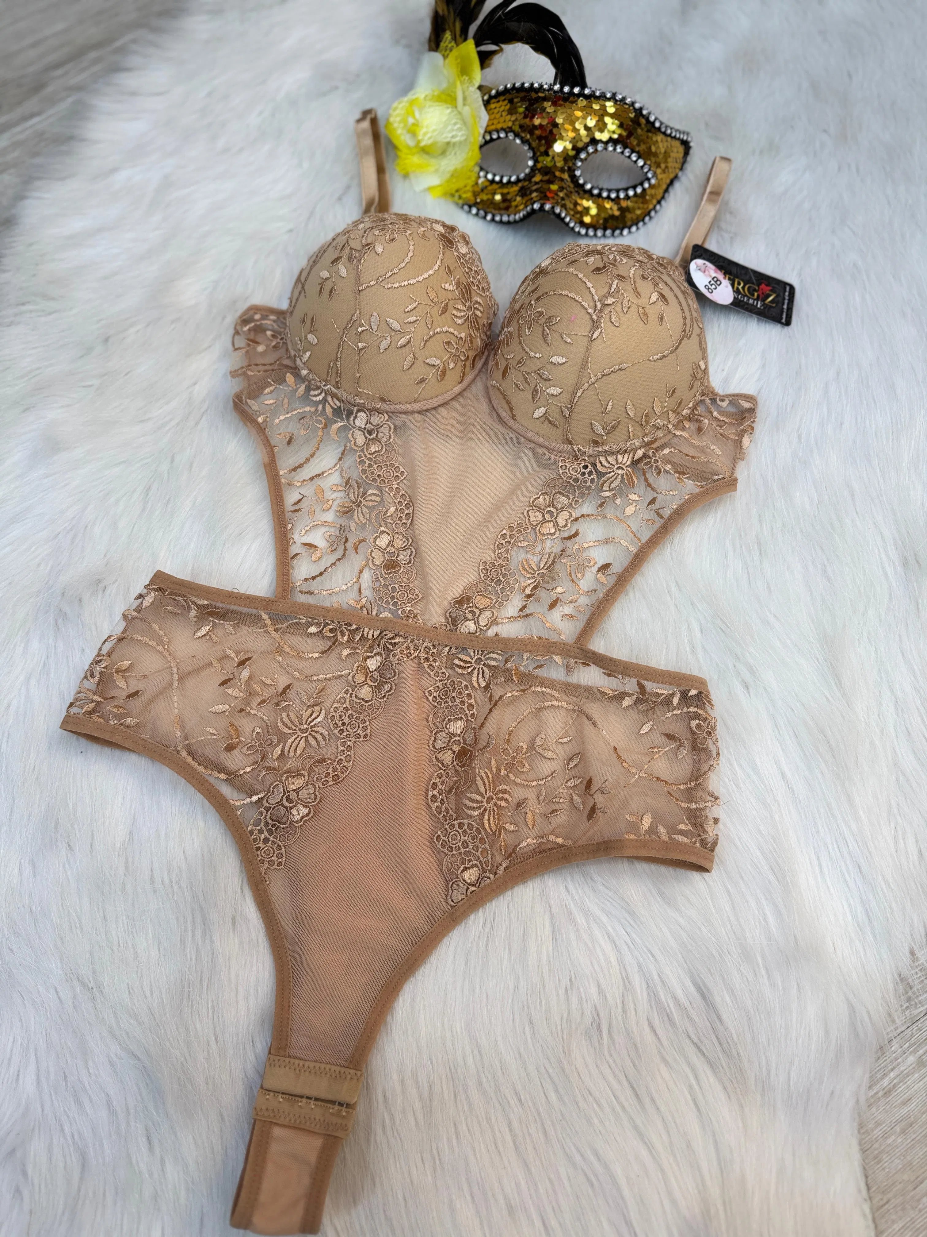 Ten Rengi Kaplı Brode Bodysuit Ön Görünüm