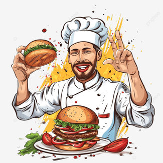 Chef Cuisinier Hamburger Passionné pour Équipe Créative